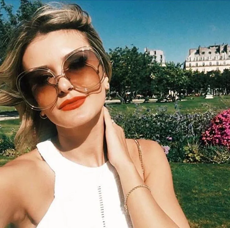 

HBK Ladies Brand Oversized Mirror Round Sunglasses Women Vintage Brand Design Shades Oculos Female Retro Sun Glasses For Women