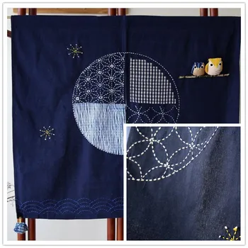 

JUYANG. Hand embroidered door curtain. Cute owl dolls decorative curtains. Plant green printing and dyeing cloth curtain.