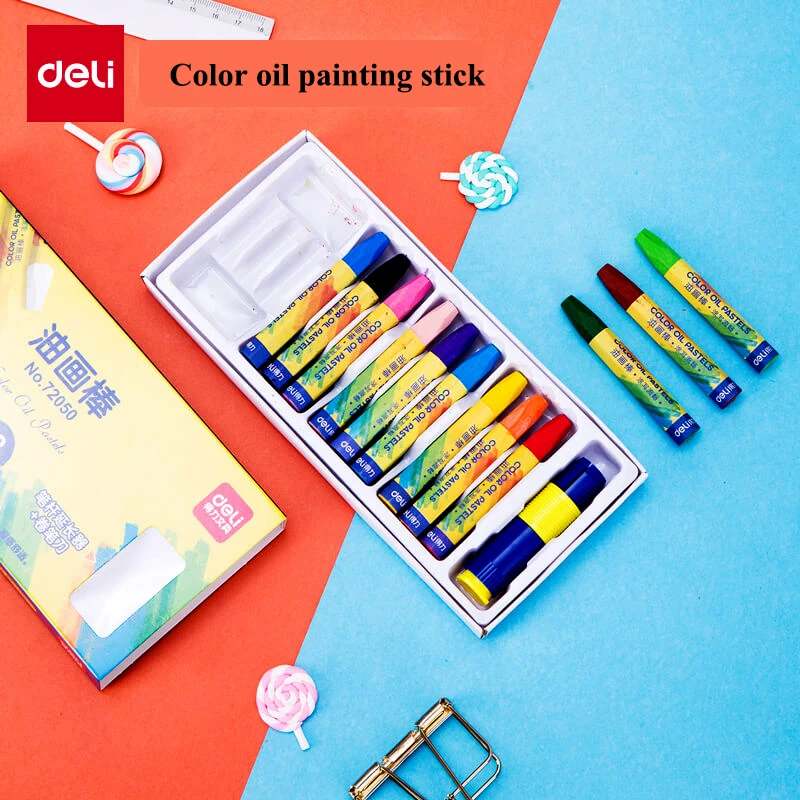Oil Pastels Deli 72050 Color oil pastels paiting stick crayon drawing pens pencils student children 12-36 colors optional