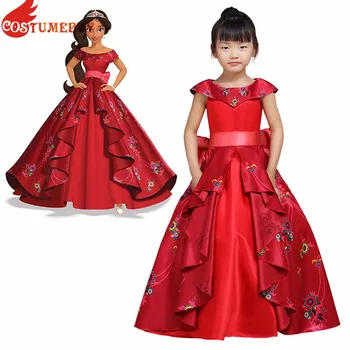

Costumebuy Elena of Avalor Princess Elena cosplay costume Red Ball Gown Party Girls Kids Child Halloween Fancy dress Custom Made
