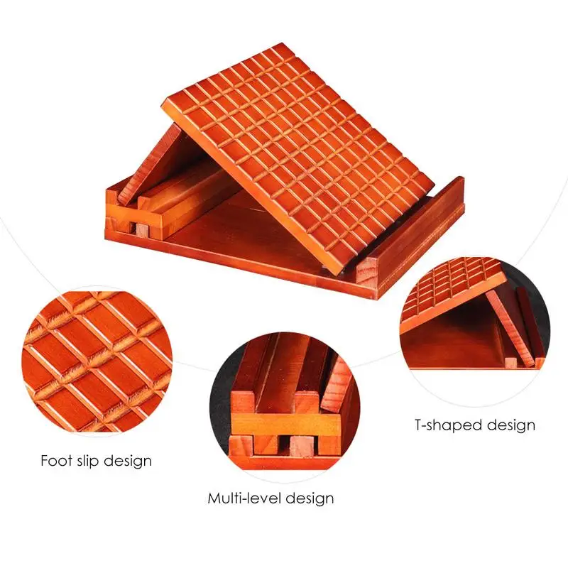 Фитнес твердой древесины стоящее складывание стула Йога косой растяжки педаль доска с наклоном Регулируемый икры носилки Тяговая пластина