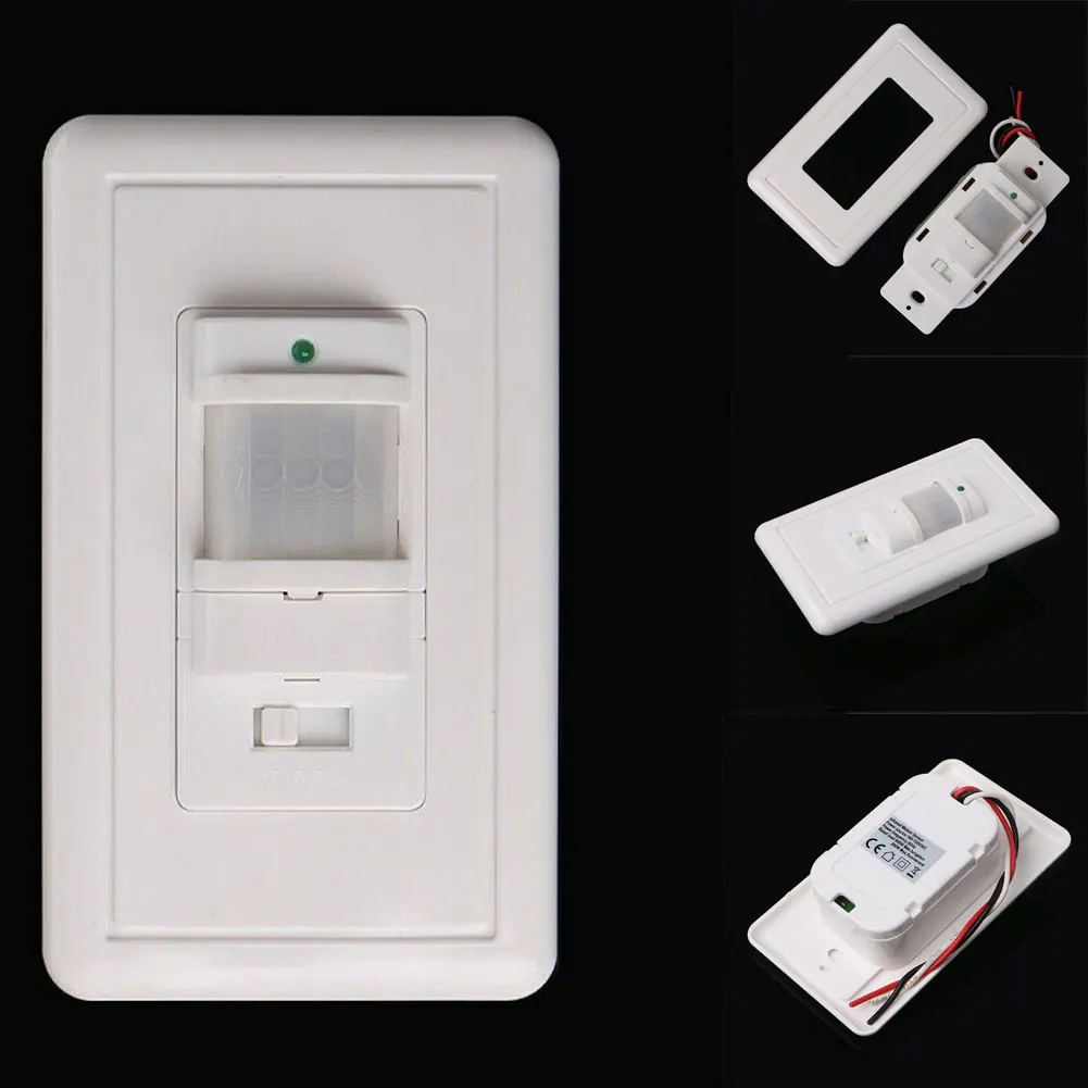 wireless wall lights AC 110V PIR Motion Sensor Light Switch Detector Infrared Wall Occupancy White US plug in wall lamp