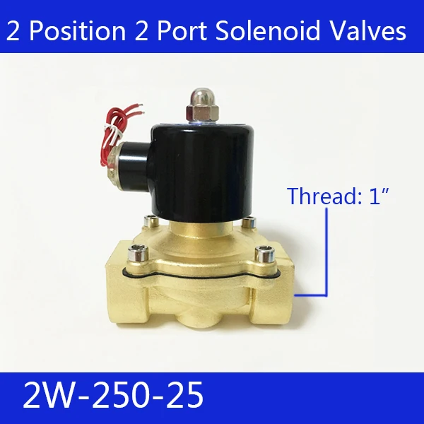 

Free Shipping 1" 2 Position 2 Port Air Solenoid Valves 2W250-25 Pneumatic Control Valve , DC12V DC24V AC220V