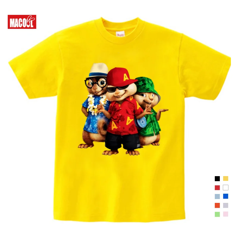 

2019 Summer Kids Boys Short Sleeve T Shirts Cotto Alvin and The Chipmunk Jackets summer children t-shirt solid color 3-6Y