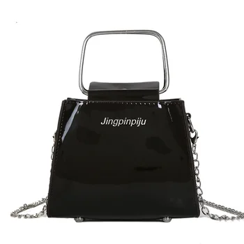 

Female bag 2019 new Korean version of the tide wild patent leather small square bag shoulder fashion Messenger bag solid color h