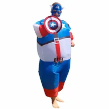 Капитан Америка взрослых мужчин s вентилятор надувной костюм супер герой Забавный Косплей Карнавальный костюм Хэллоуина для мужчин и женщин