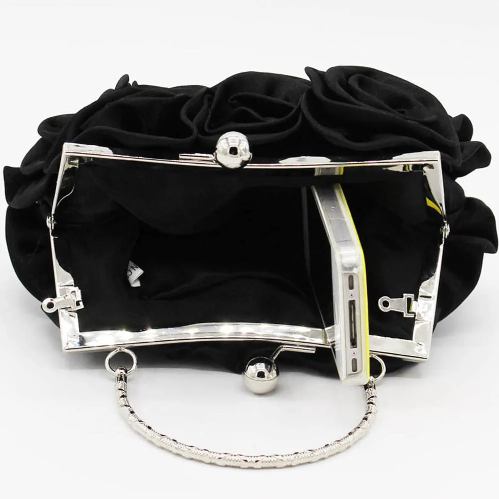 Women Satin Rose Pure Color Handbag Evening Bags Wedding Handbags luxury handbags women bags designer Flower bolsa#ZS Women Satin Rose Pure Color Handbag Evening Bags Wedding Handbags luxury handbags women bags designer Flower bolsa#ZS