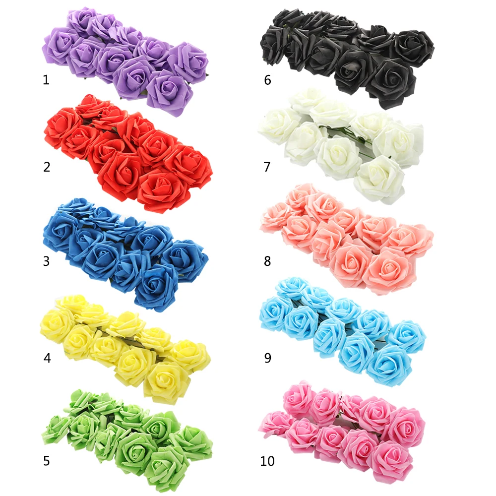 

10PCS/lot PE DIY Simulation Bouquet Bride Holding Flowers Mini Rose Artificial Flower Artifical Foam Wedding Home Decoration