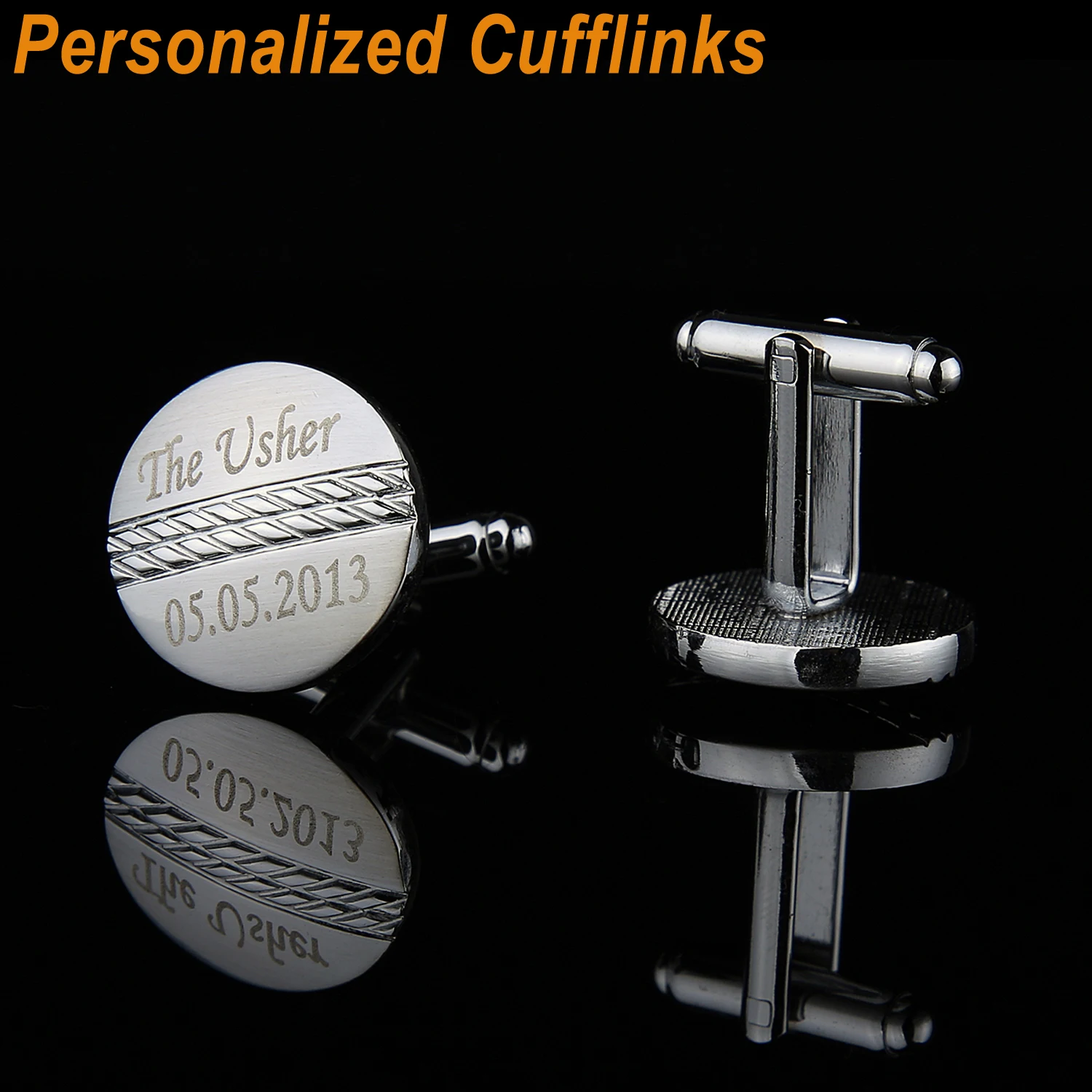 

Personalized Wedding Cufflinks Brand Designed Sliver Customized Cufflink For Mens Gifts Laser Engraved Initials Gemelos Jewelry