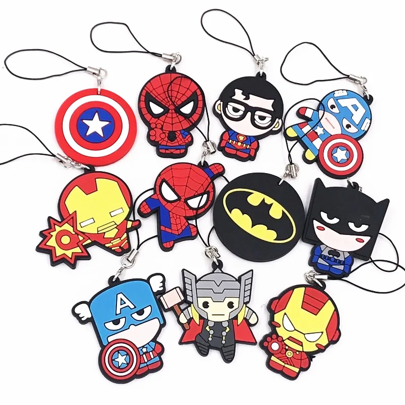 

1Pcs Cool Anime Marvel's The Avenger Bat Man Iron Man PVC Key Ring Key Chains Kids Birthday Gift Backpack Pendant Key Chain