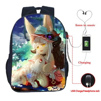 

Boys Girls Teens Backpacks Cute Anime Made in Abyss USB Charge School Bags Beautiful Backpack