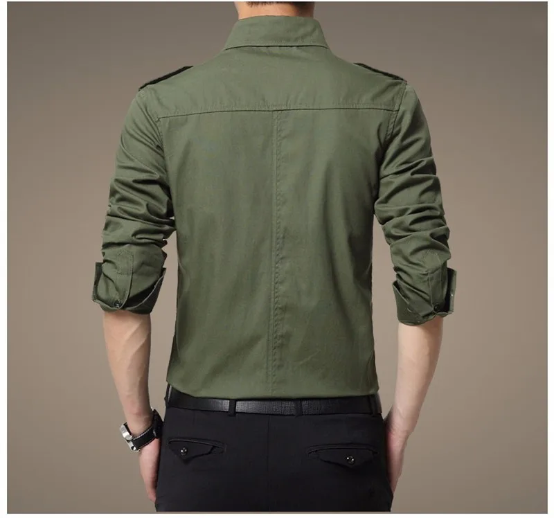 TFETTERS, мужская рубашка, эполеты, модная, длинный рукав, эполеты, рубашка в Военном Стиле, хлопок, армейский зеленый цвет, рубашки с эполетами