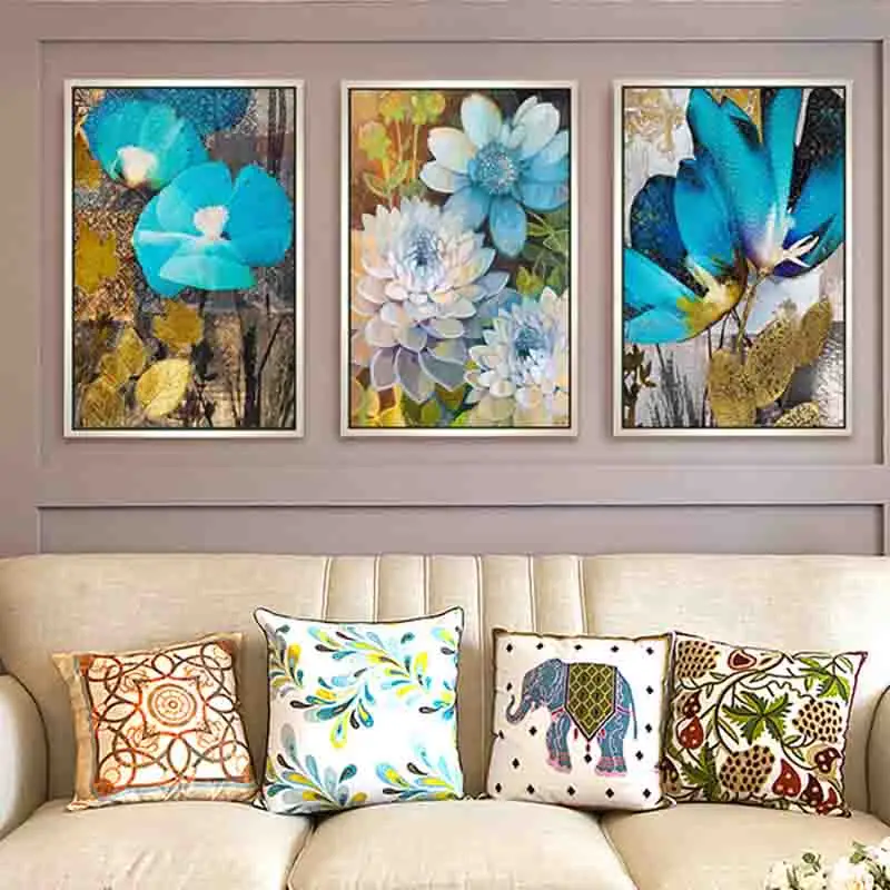 

Nordic Fragrant Houseful Blue Vase Fresh and Concise Graceful Classic Charming Art Picture Canvas Posters for Home Decoration