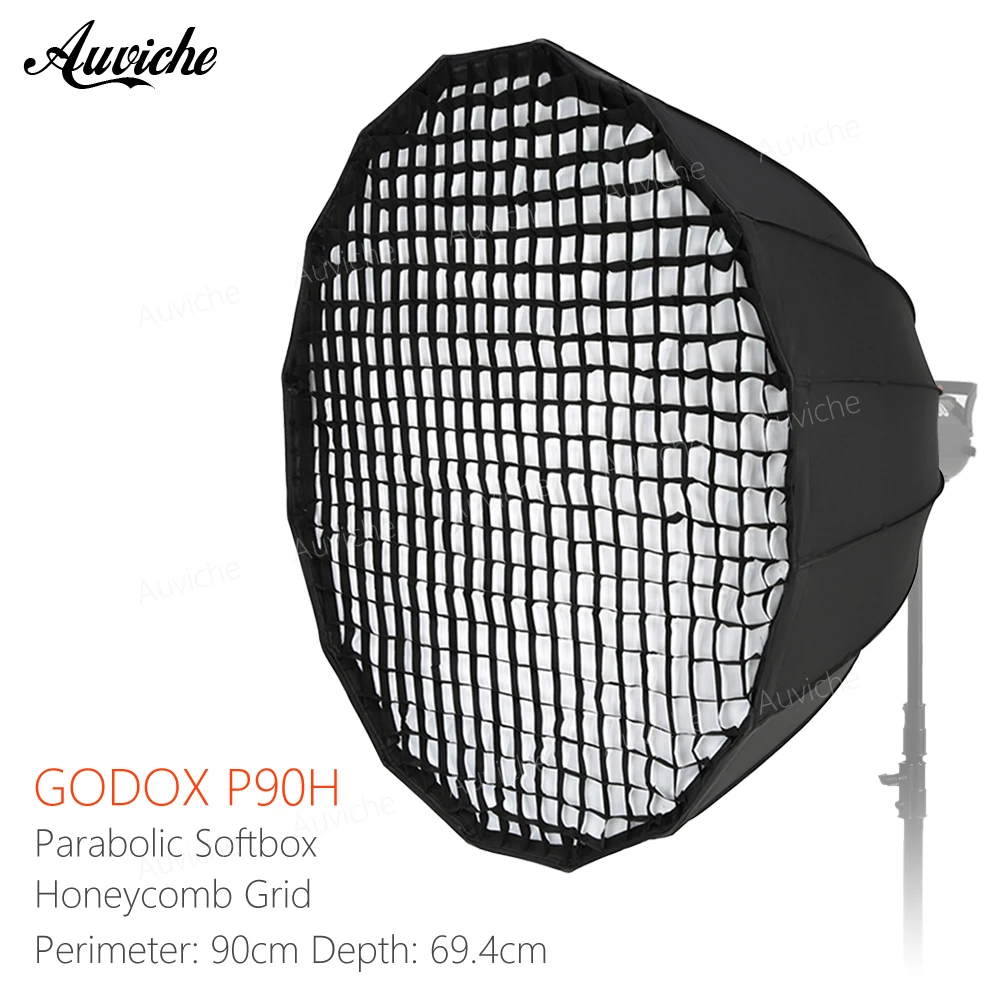 

Godox P90H 90CM Deep Parabolic Honeycomb grid Softbox Bowens Mount Studio Flash Speedlite Reflector Photo Studio Softbox