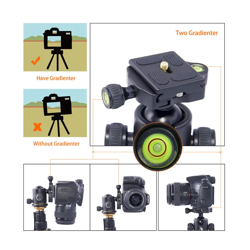 Fosoto C-222 гибкий мини штатив для камеры из углеродного волокна Профессиональный портативный монопод с шаровой головкой для Dslr камеры телефона