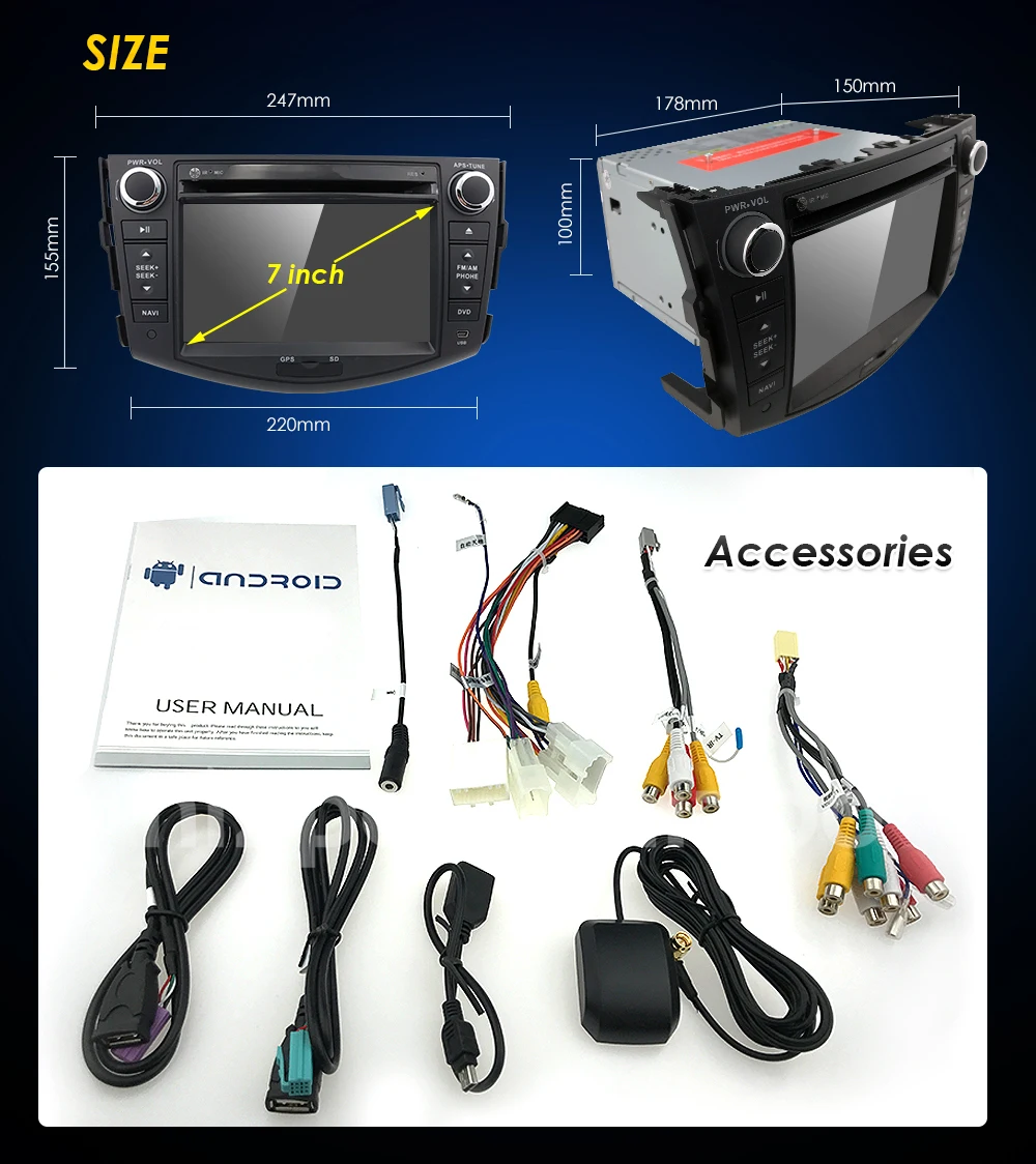 Clearance Hizpo 2 din Android 8.0 GPS Car DVD For Toyota RAV 4 RAV4 2006 2007 2008 2009 210 2011 2012 Multimedia Audio Stereo CD 4GB Wifi 5
