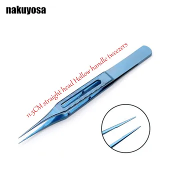 

microsurgical instruments 11.5CM Hair transplant straight head Hollow handle tweezers Titanium alloy high quality forceps