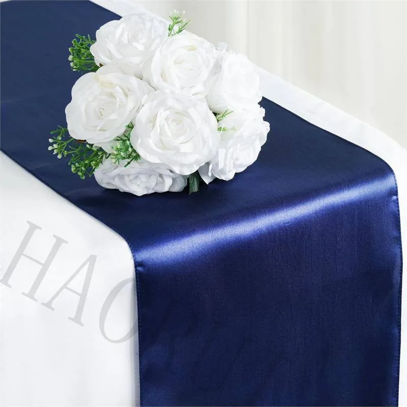 Free Shipping Navy Blue 36 pcs 12"x108" Satin Modern Cotton Table