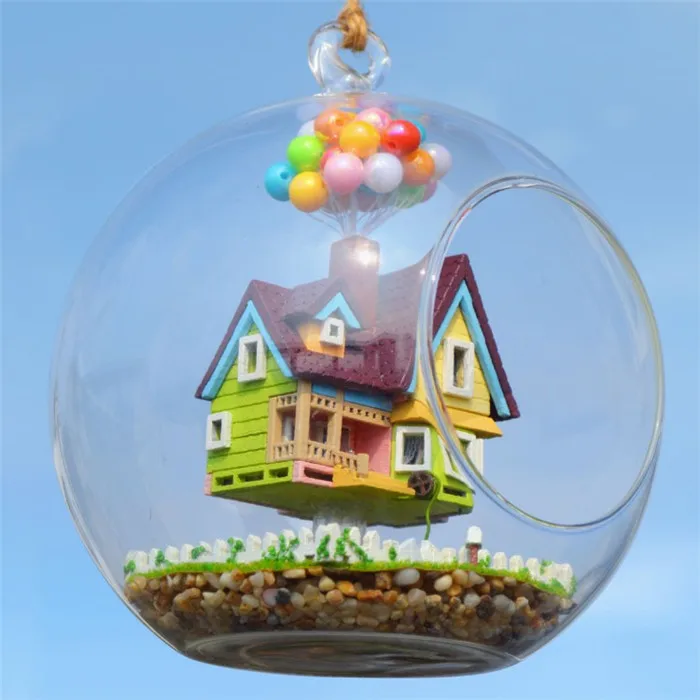 DIY ремесла Рождественский подарок пляжный дом роскошный стеклянный шар Кукольный домик с голосовым управлением светильник кукольный домик наборы мебели