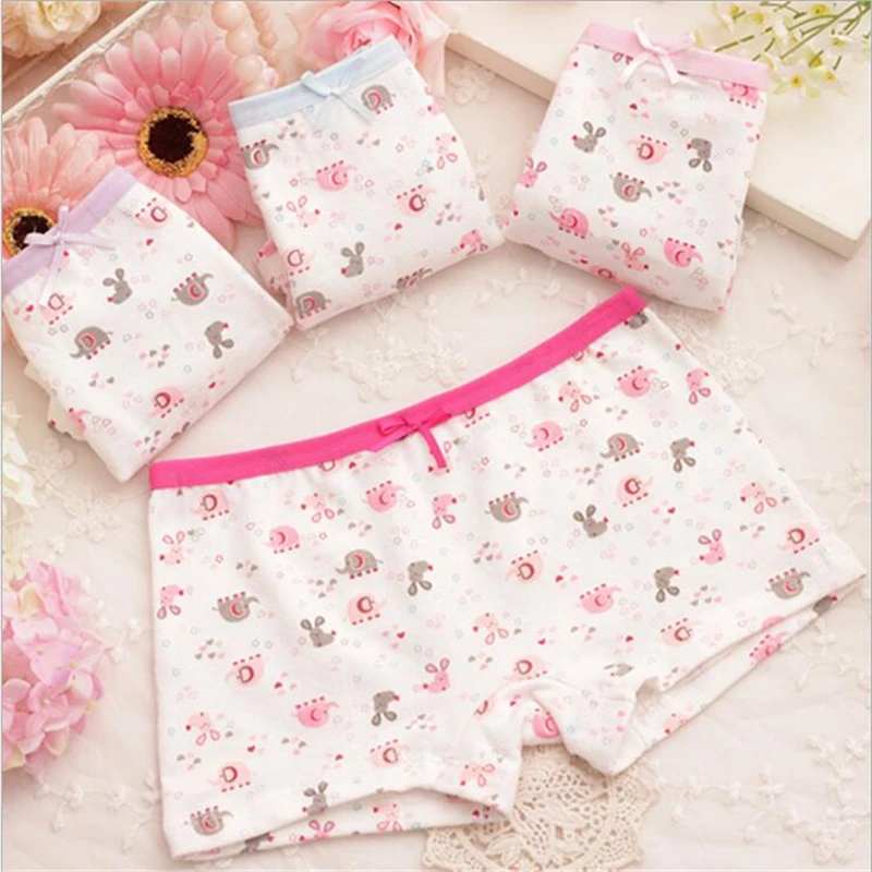 2018 Cute Cartoon Elephant Print Pure Cotton Girls Panties Children