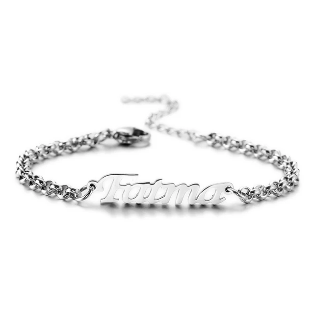 Personalized Custom Name Bracelet Charms Handmade Women Kids Jewelry Personalized Custom Name Bracelet Charms Handmade Women Kids Jewelry Engraved Handwriting Signature Love Message Customized Gift