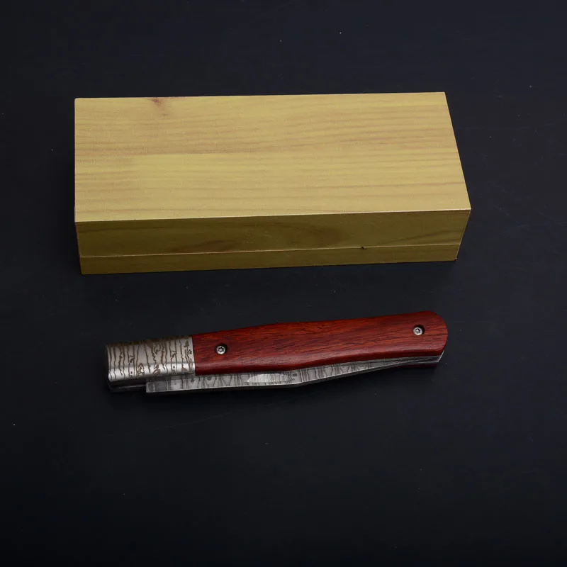 small damascus tactical folding knife puer tea needle collection knife (2)