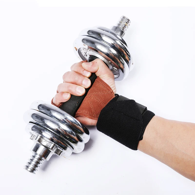  Leather Weight Lifting Gloves with Wrist Wraps Hand Grips for Palm Protection Crossfit Weightliftin