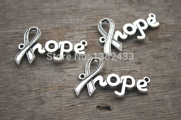 12 шт. -- амулеты Hope Античные тибетские серебряные раковые ленты hope Charm коннекторы