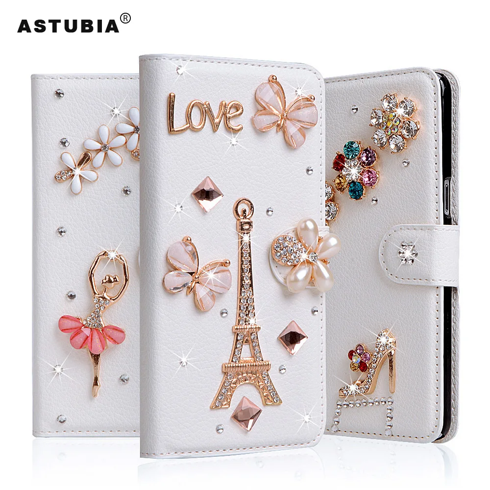 

ASTUBIA Luxury For Nokia 5 Case PU Leather Cover Filp Card Slot Stand Rhinestone Case For Nokia 2 5 7 Case For nokia 5 Coque