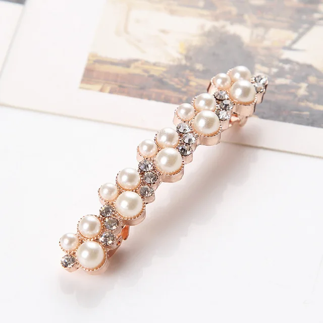 Crystal Pearl Elegant Women Barrettes Hair Clip 5 Colors 5