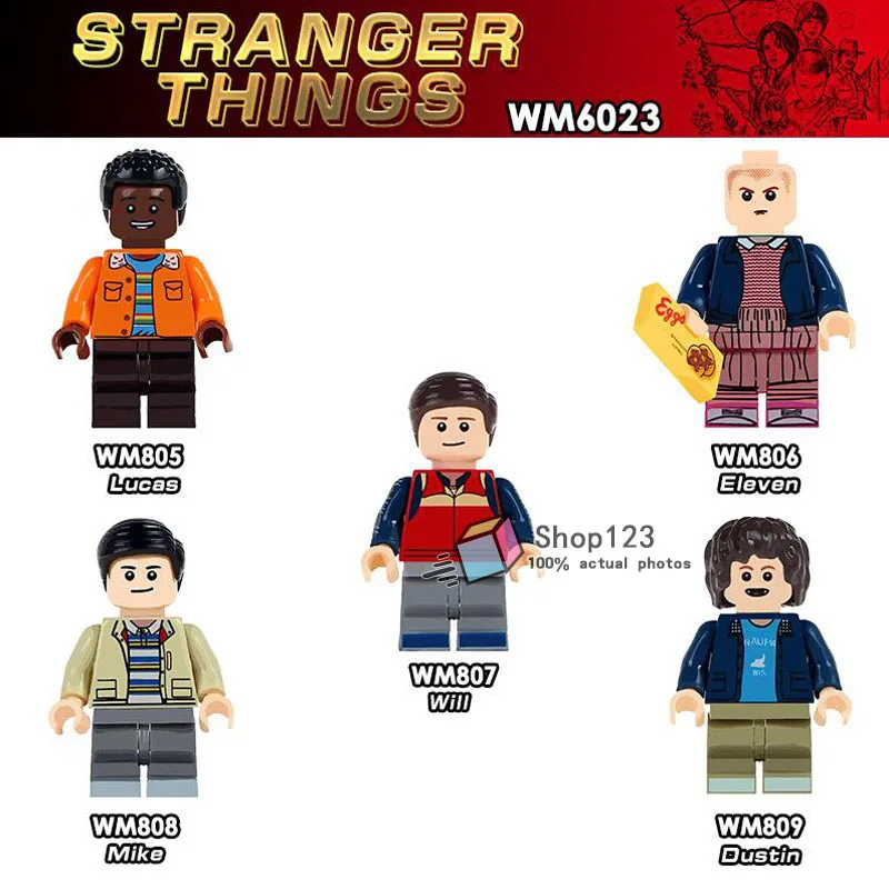 

5PCS/LOT WM6023 Stranger Things Building Blocks Will Dustin Eleven Lucas Super Heroes Bricks Education Toys For Children Gifts