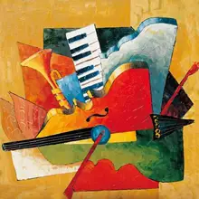 free shipping abstract cartoon musical Instruments set oil painting canvas painting prints on canvas wall art decoration picture