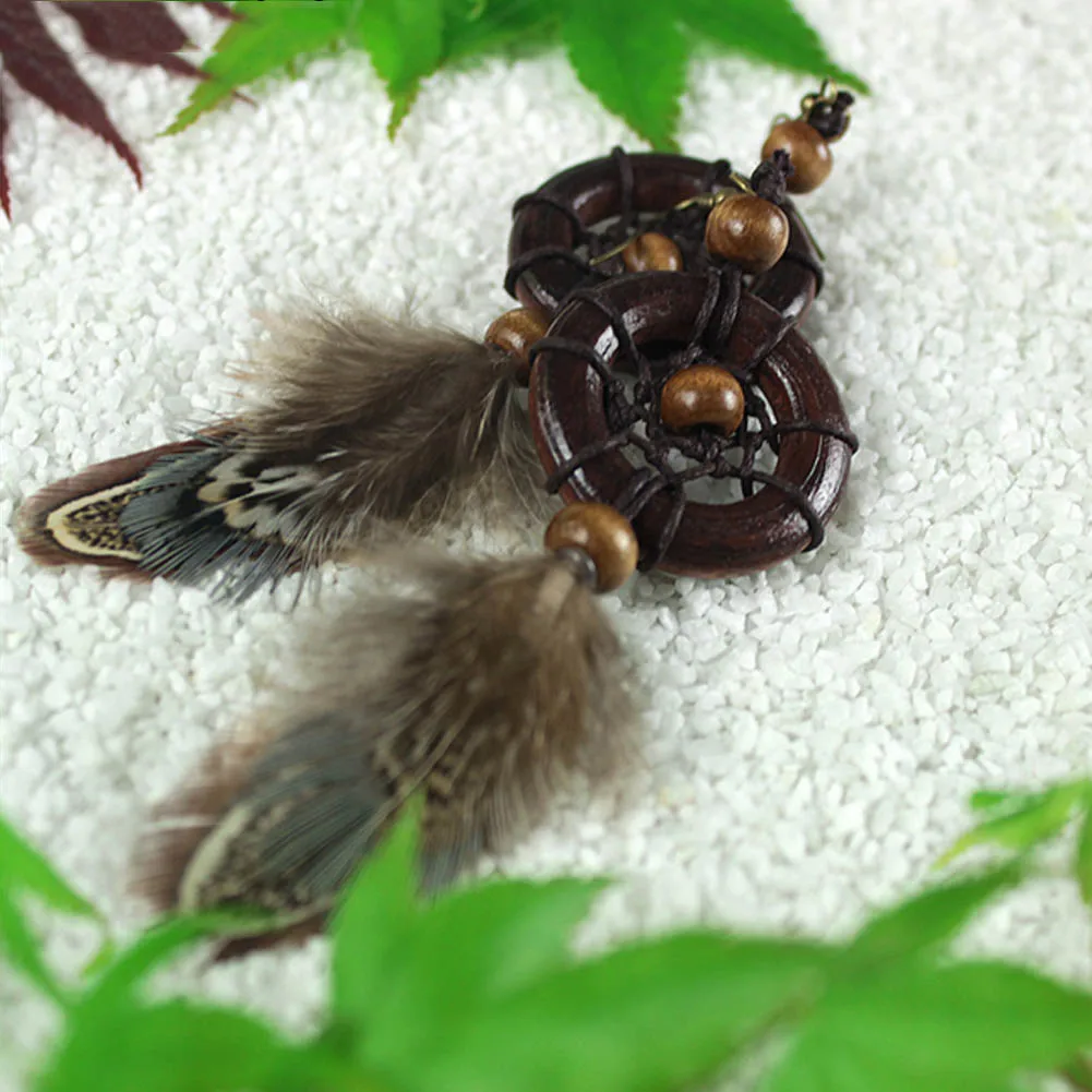 

Exquisite Handmade Original Solid Wood Ring Dream Net Earrings Woman Feather Earrings Wholesale
