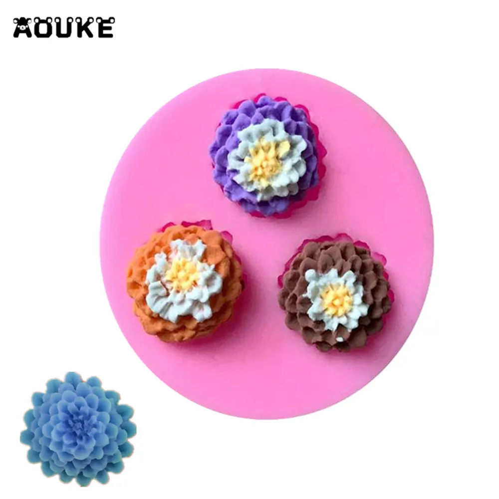 

Chrysanthemum Fondant Cake Silicone Mold Biscuits Pastry Chocolate Mould Candy Ice Cube Molds Baking DIY Cake Decoration Tools