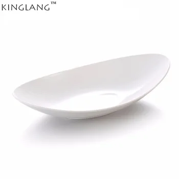 

Melamine white bowl boat shaped long deep dish plate for restaurant 12inch plate