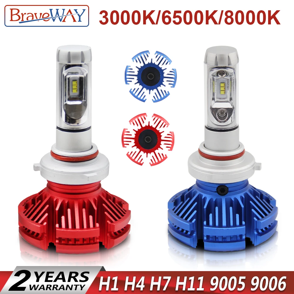 

BraveWay Super Led Ice Bulb H7 Led Headlight Bulb H4 9005 HB3 H8/H9/H11 LED Lamp 3000K Yellow 6500K White 8000K Blue 12V 12000LM