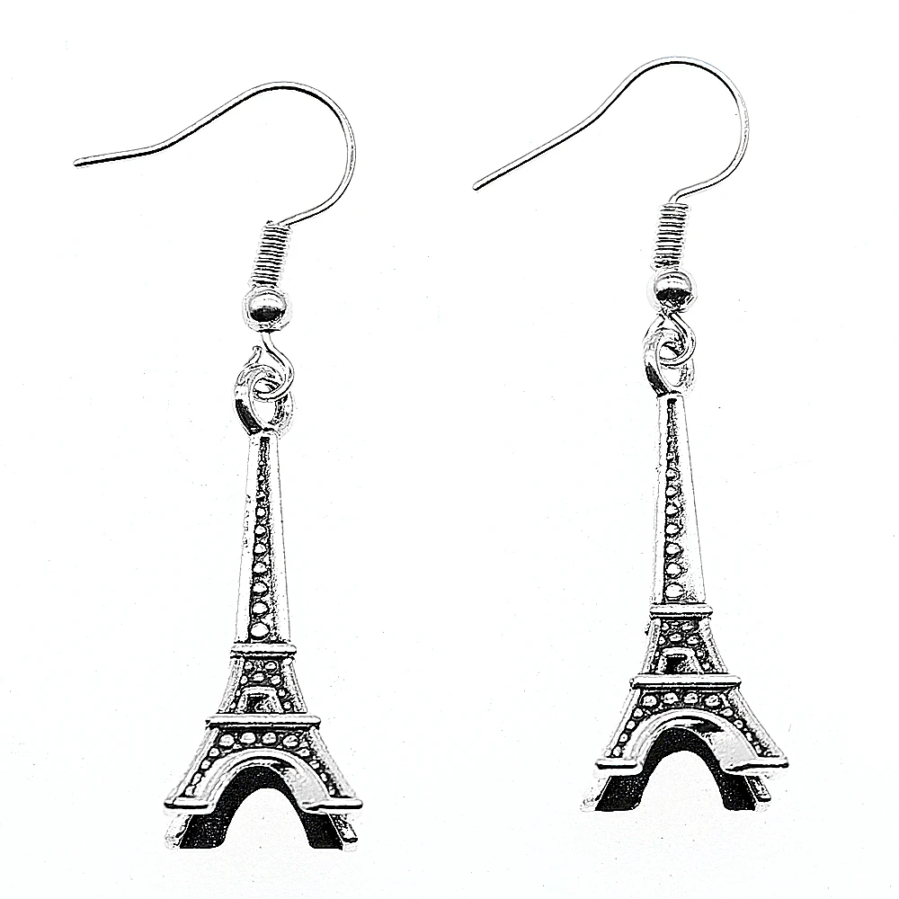 

Vintage New Fashion Simple 29x11x11mm 3D Eiffel Tower Charming Drop Dangle Earrings For Lady Women