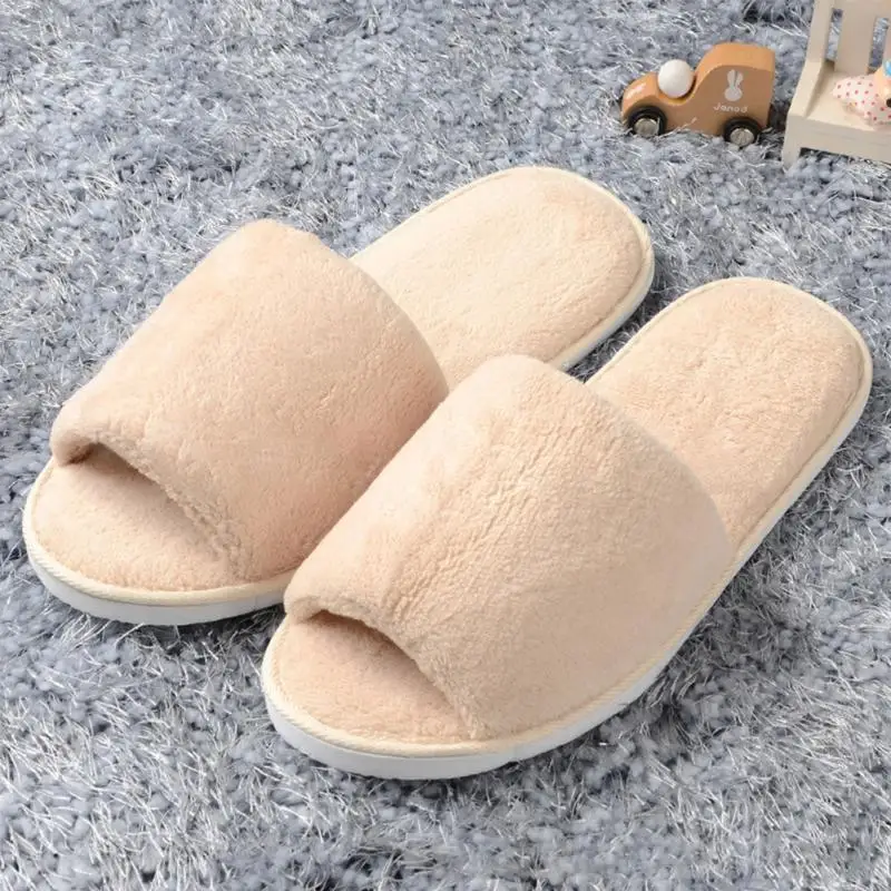 

Women Open Toe Winter Slippers Warm Slippers Fleece House Indoor Shoes