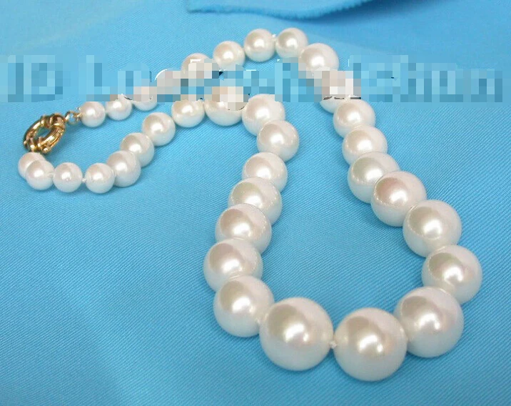 

Free shipping >>>>>>Genuine 16mm round white south sea shell pearl necklace