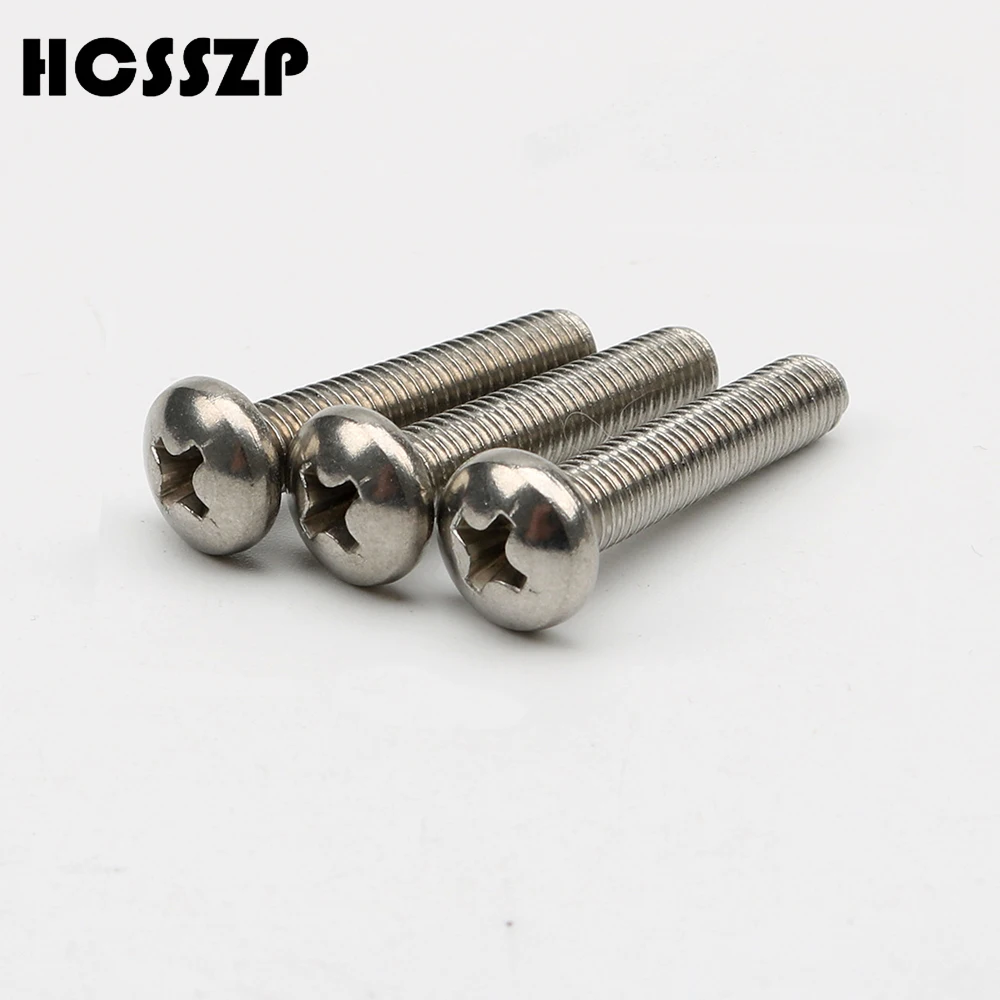 

Free Shipping 100Pcs M4 M5 M6 GB818 304 Stainless Steel Cross Recessed Pan Head PM Screws Phillips
