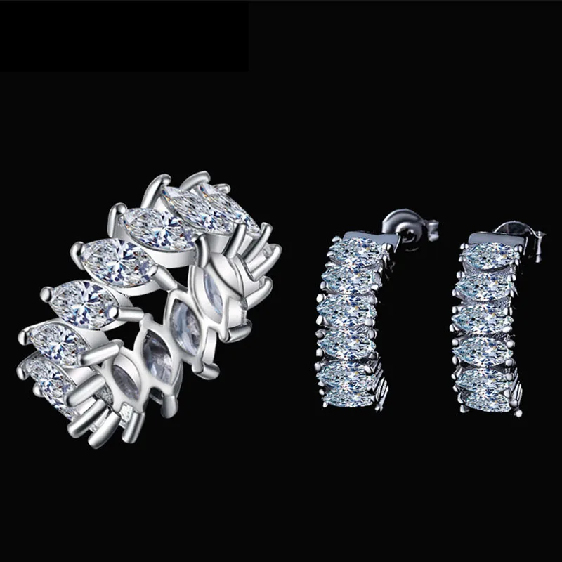

High Quality Womens Jewelry Set CZ Shine Ring And Earrings Set Bijoux Femme Wedding Jewelry Set ASM013