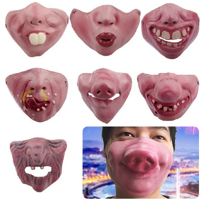 

Latex Face Cover Funny Half Face Mask Tricks Cosplay Latex Fancy Dress Latex Face Mask