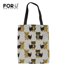 FORUDESIGNS/йоркширского терьера, печать Для женщин Холст сумка через плечо сумка-тоут Экологичная многоразовая Для Покупок Сумка на каждый день Применение, сумка в руку, женские сумки Bolsa Feminina