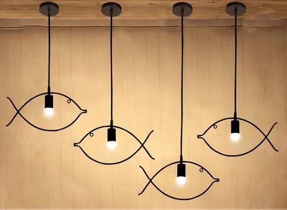 

A1 Vintage industrial wind iron bar cafe restaurant fish pendant bedroom balcony Fashion Pendant Lights FG514