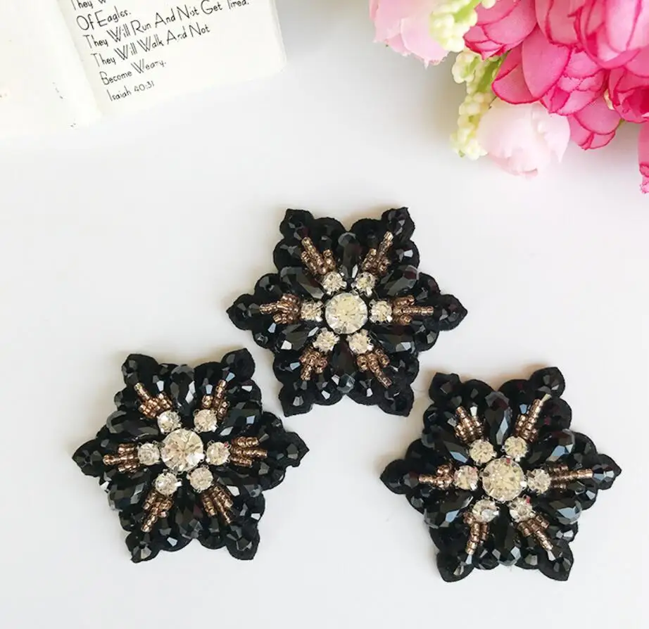 

1Pcs Rhinestone Hexagram Beaded Patch for Clothing Sewing on Patch Beading Applique Clothes Decoration Patch DIY Accessories