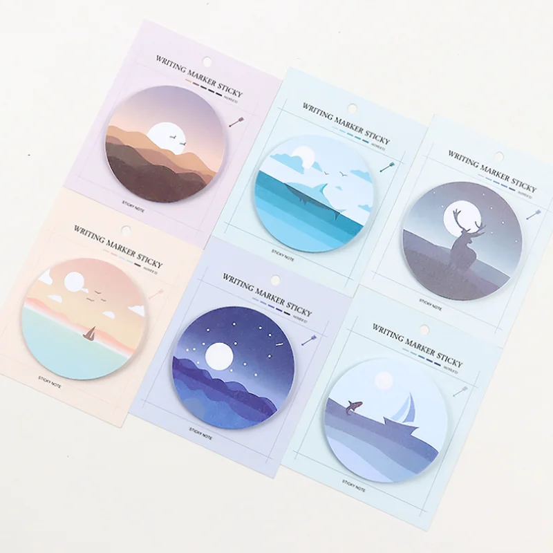 

1 Pcs Lovely Cute Scene Climate Round Shape Sticky Paper Notes Colorful Memo Pads Label Stickers Stationery Supply