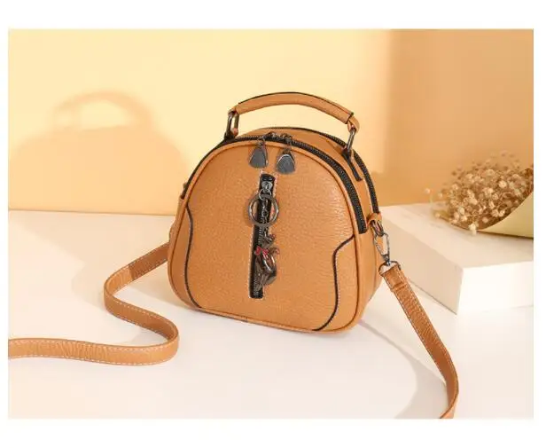 High Quality solid PU Leather Women Bag Ladies Crossbody Messenger Shoulder Bags Vintage Handbags kitten ornaments FC-98