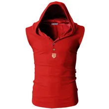 Эластичный Рубашка без рукавов повседневное Мода с капюшоном майка для мужчин бодибилдинг Slim Fit костюмы M-XXL готический