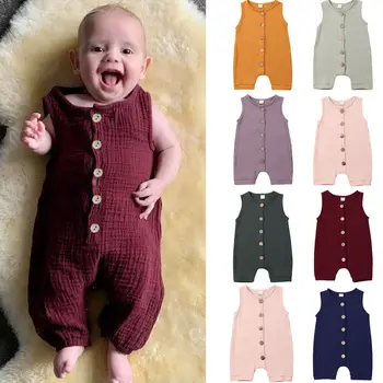 

2019 Summer Newborn Baby Rompers Soft Cotton Casual Toddler Baby Girls Boys Sleeveless Jumpsuit Clothes Outfits Sunsuit