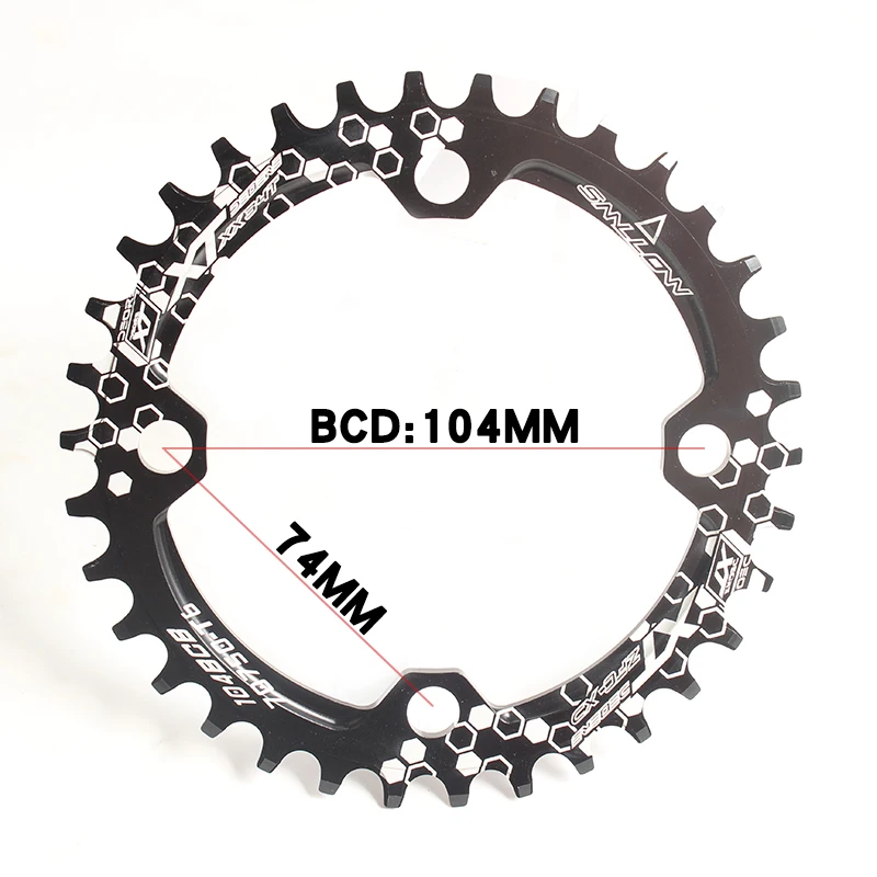 Велосипедный Кривошип 104BCD круглой формы, узкий широкий 32 T/34 T/36 T/38 T MTB, велосипедная цепь, велосипедная цепь, круг, шатун, одна пластина